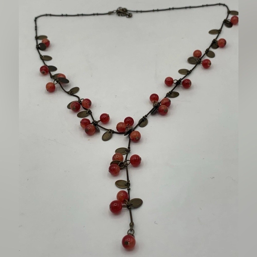 Red Currant Necklace Miniblings 75cm Bronze Women Fruit